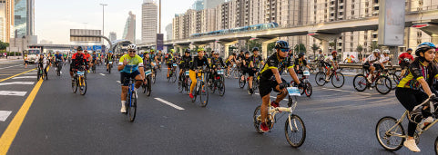 Cyclists at Dubai Ride event on Sheikh Zayed Road