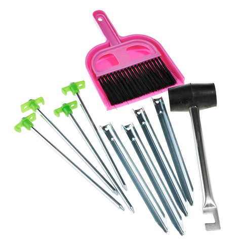 COMPLETE TENT PITCHING KIT - MALLET - PEGS - SPADES - BRUSH