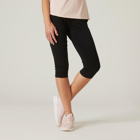 Fitness Cropped Cotton Leggings Fit+ - Black
