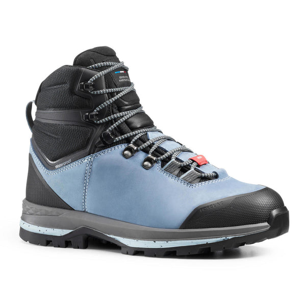 Women's Waterproof Leather Hiking Boots - MT100 Wide - Blue | Decathlon UAE