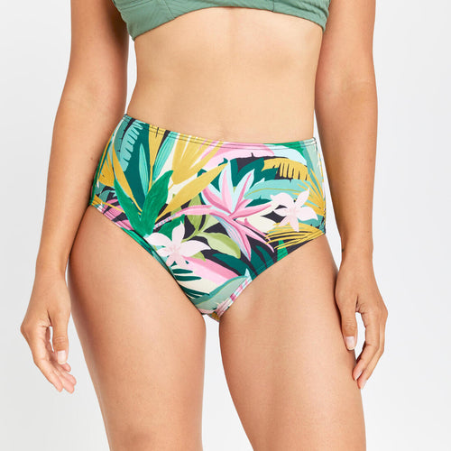 





Women's high-waisted briefs swimsuit bottoms - Romi tropical green