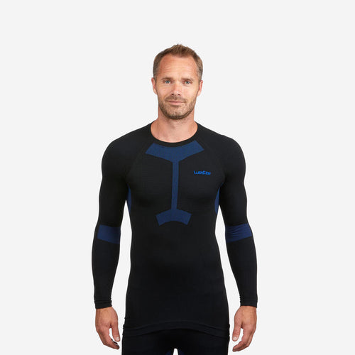 





Men’s warm, comfortable, soft and seamless ski base layer 500 - Black / Blue