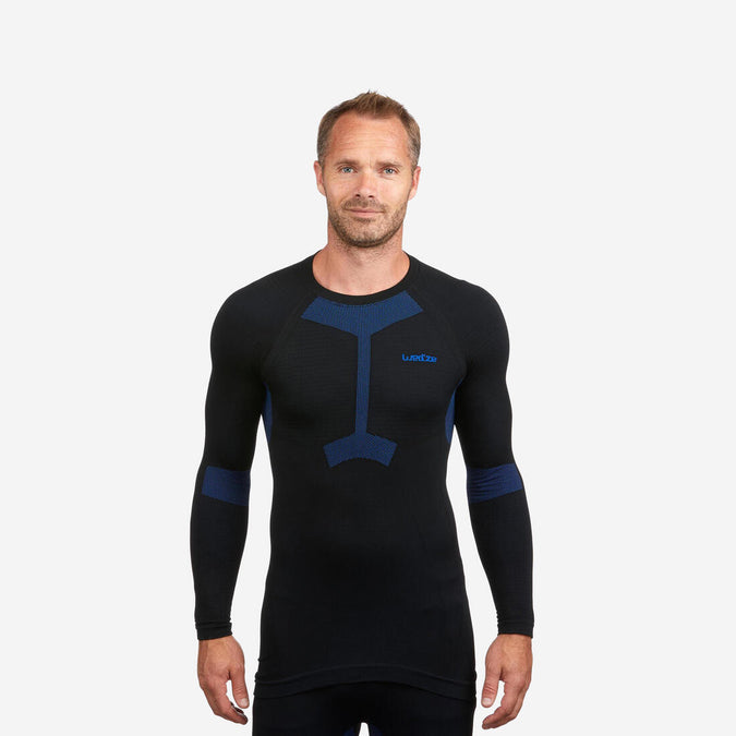 





Men’s warm, comfortable, soft and seamless ski base layer 500 - Black / Blue, photo 1 of 7