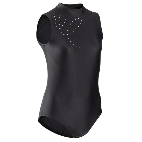 





Rhythmic Gymnastics Sleeveless Leotard - Black Rhinestones