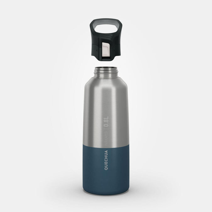 





0.8 L stainless steel isothermal water bottle with quick-release cap for hiking, photo 1 of 30