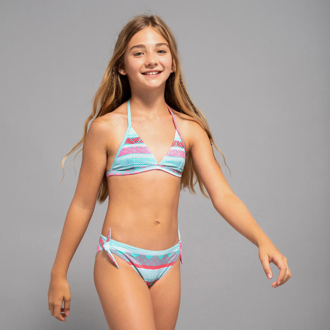 Girls' bandeau bikini top 100 - Khaki - Decathlon