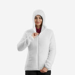 Polyester White Quechua SH100 Womens Warm Fleece Hiking Jacket at