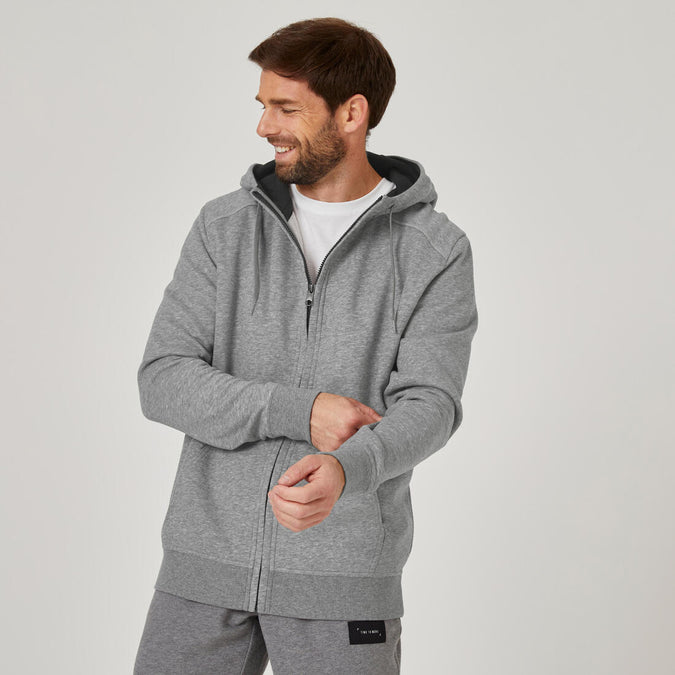 





Men's Straight-Cut Zipped Hoodie With Pocket 500 - Black, photo 1 of 7