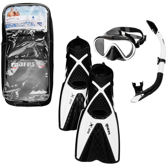 





Adults' freediving fins mask snorkel kit X One - black white, photo 1 of 2