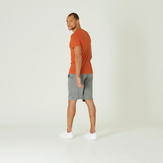 Men's Slim-Fit Fitness T-Shirt 500 - Grey