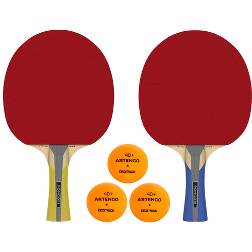 





Set of 2 TTR 100 3* All-Round Table Tennis Bats and 3 TTB 100* 40+ Balls Orange