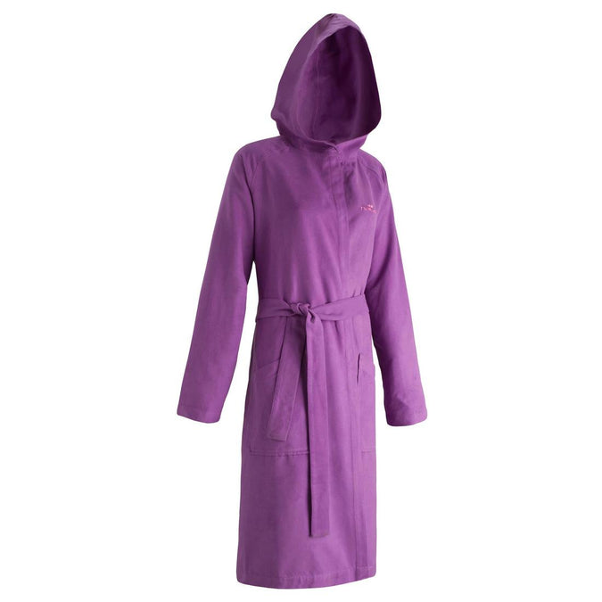 





Women's ultra compact microfibre bathrobe with hood and belt - Purple, photo 1 of 6